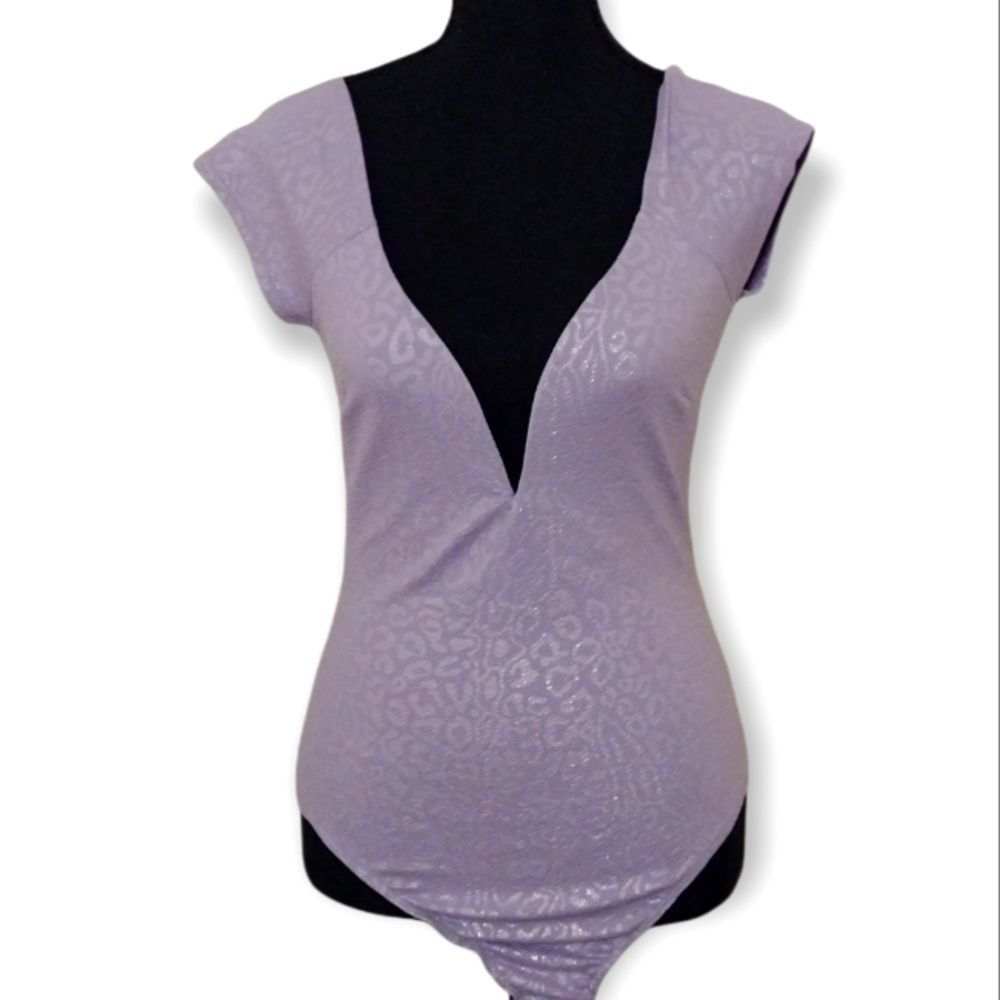 Lavender Shimmer Cheetah Print Bodysuit